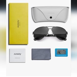 Avaway Unisex Aviator Sunglasses UV 400 Protection Radiant Grey Metal Accent